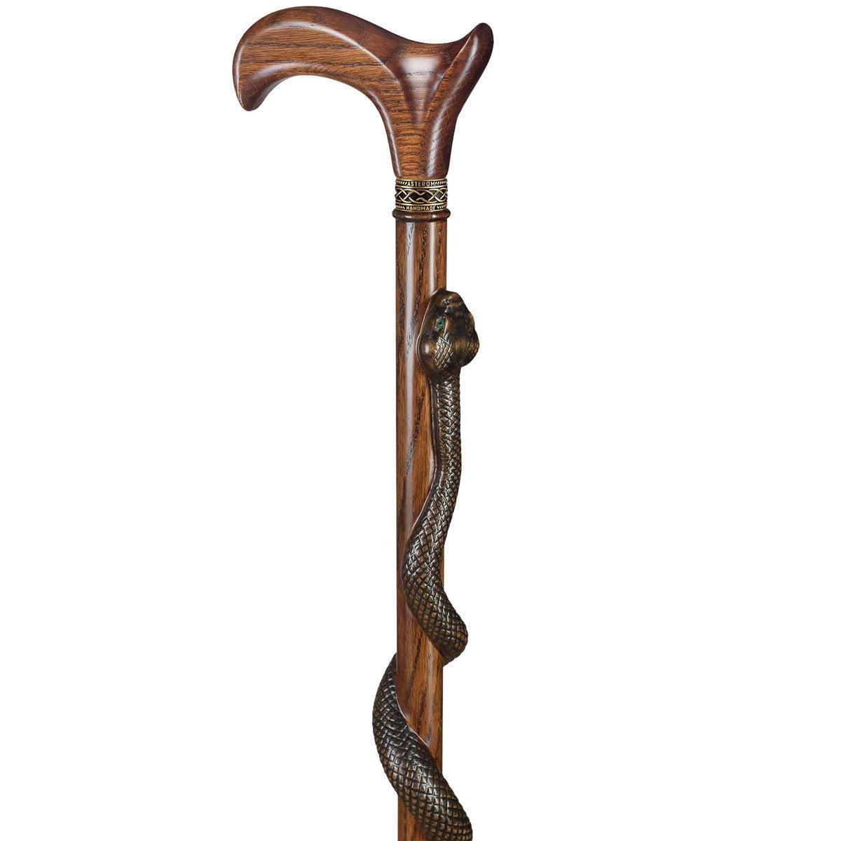 Artist Carved Solid Oak Black Mamba Snake Cane - Custom Colour and Length