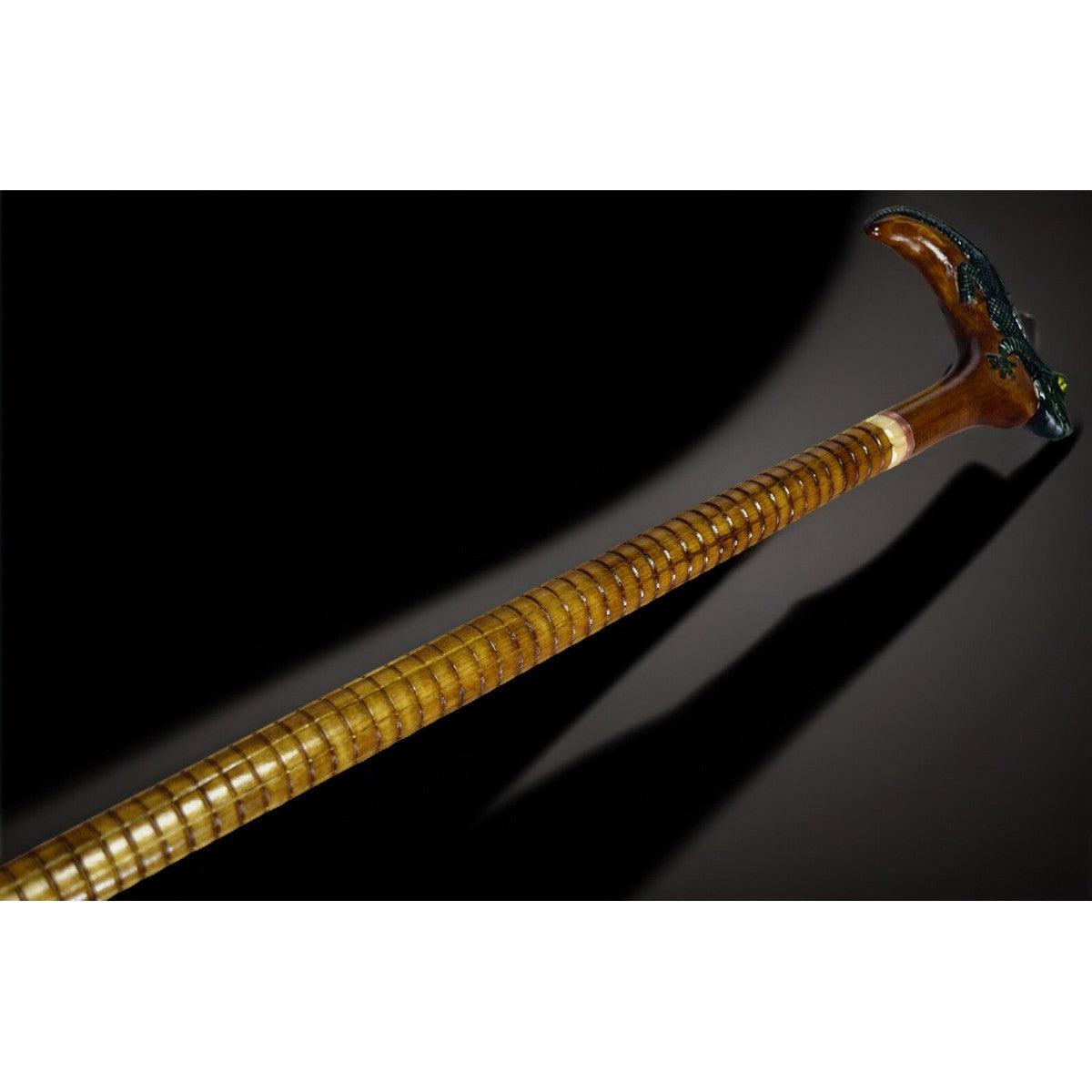 Bayou Majesty: Hand-Painted Alligator Carved Wooden Cane