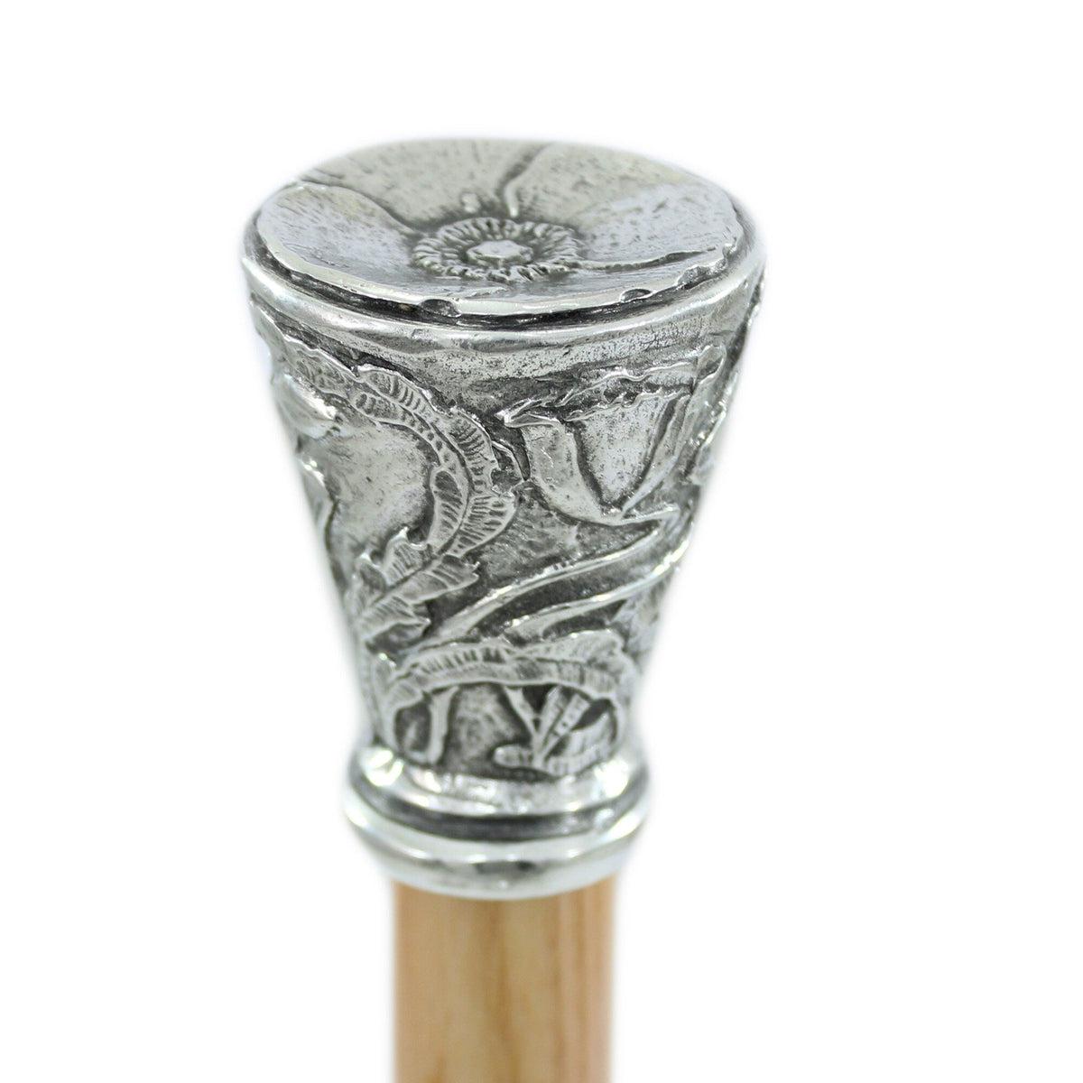 Beautiful Elegant Solid Pewter Conical Flower Stick Or Walking Cane