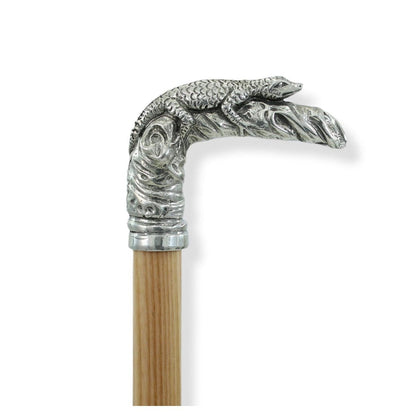 Custom Pewter Lizard Walking Cane - Handmade In Italy