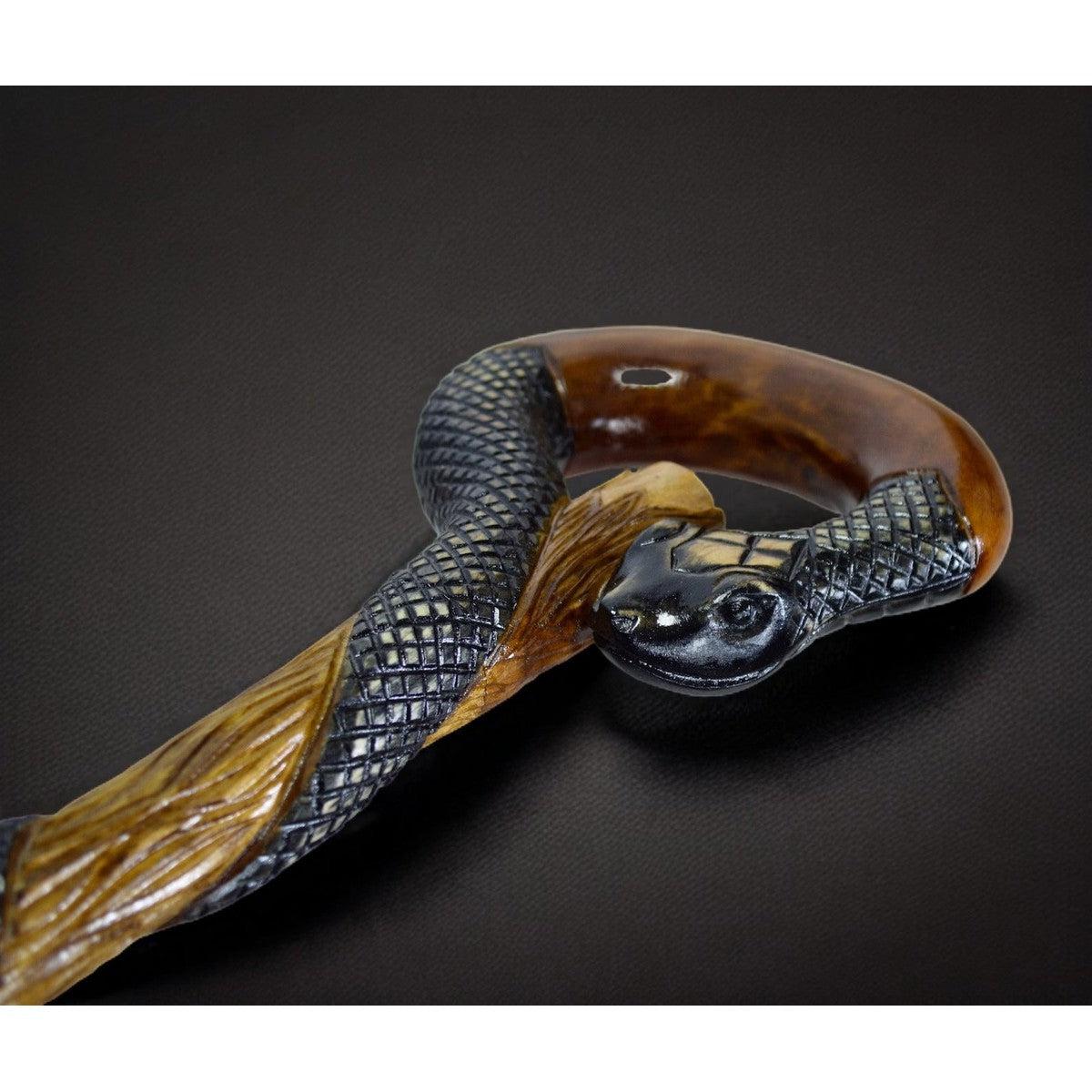 Custom Regal Serpent Crest Handcrafted Walking Stick