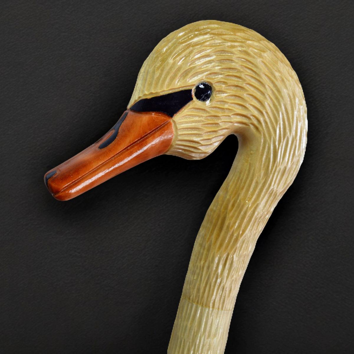Elegant Swan Hand-Carved Head and Shaft Walking Stick