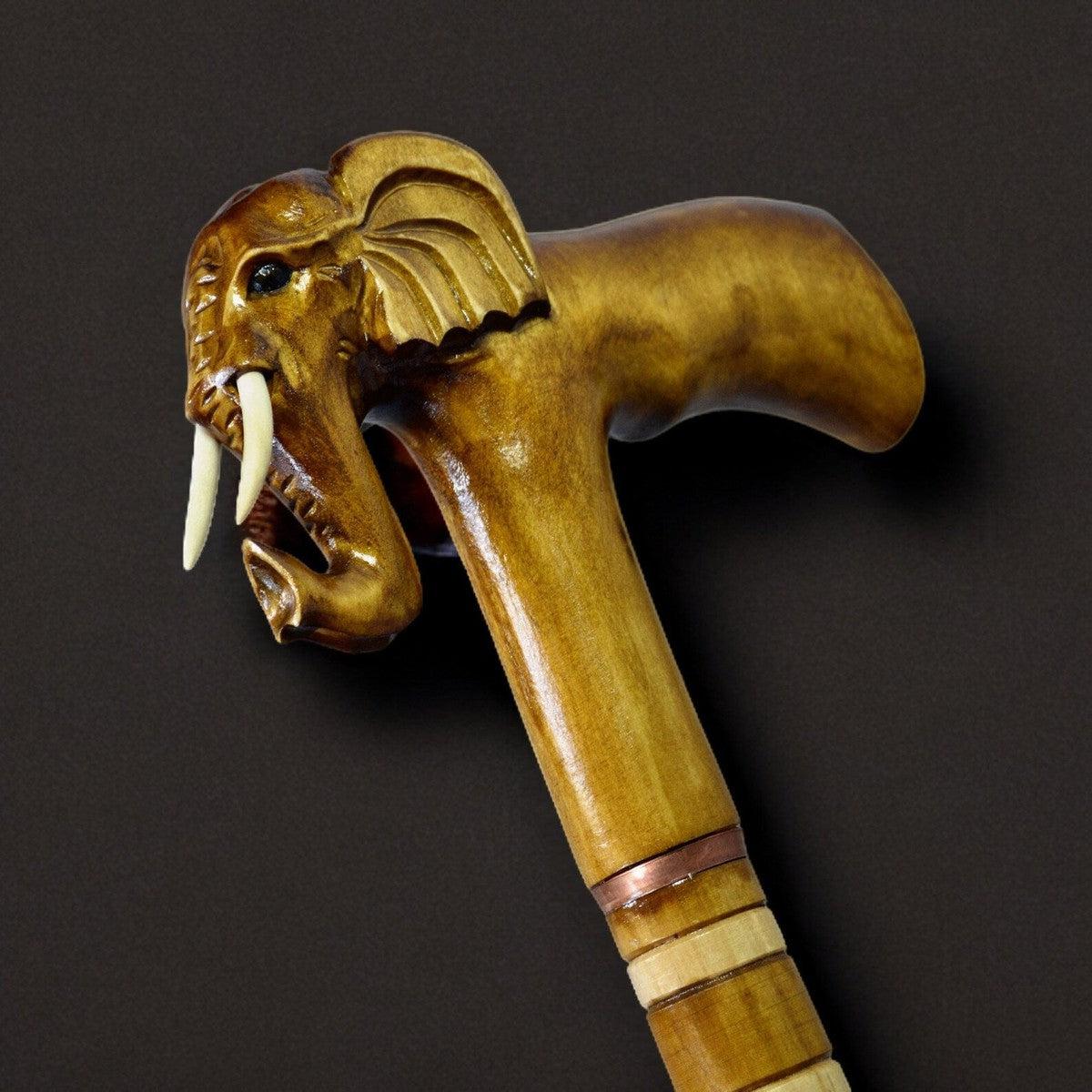 Elephant Majesty: Elegant Handcrafted Wooden Cane