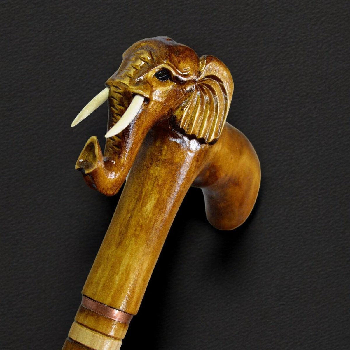 Elephant Majesty: Elegant Handcrafted Wooden Cane