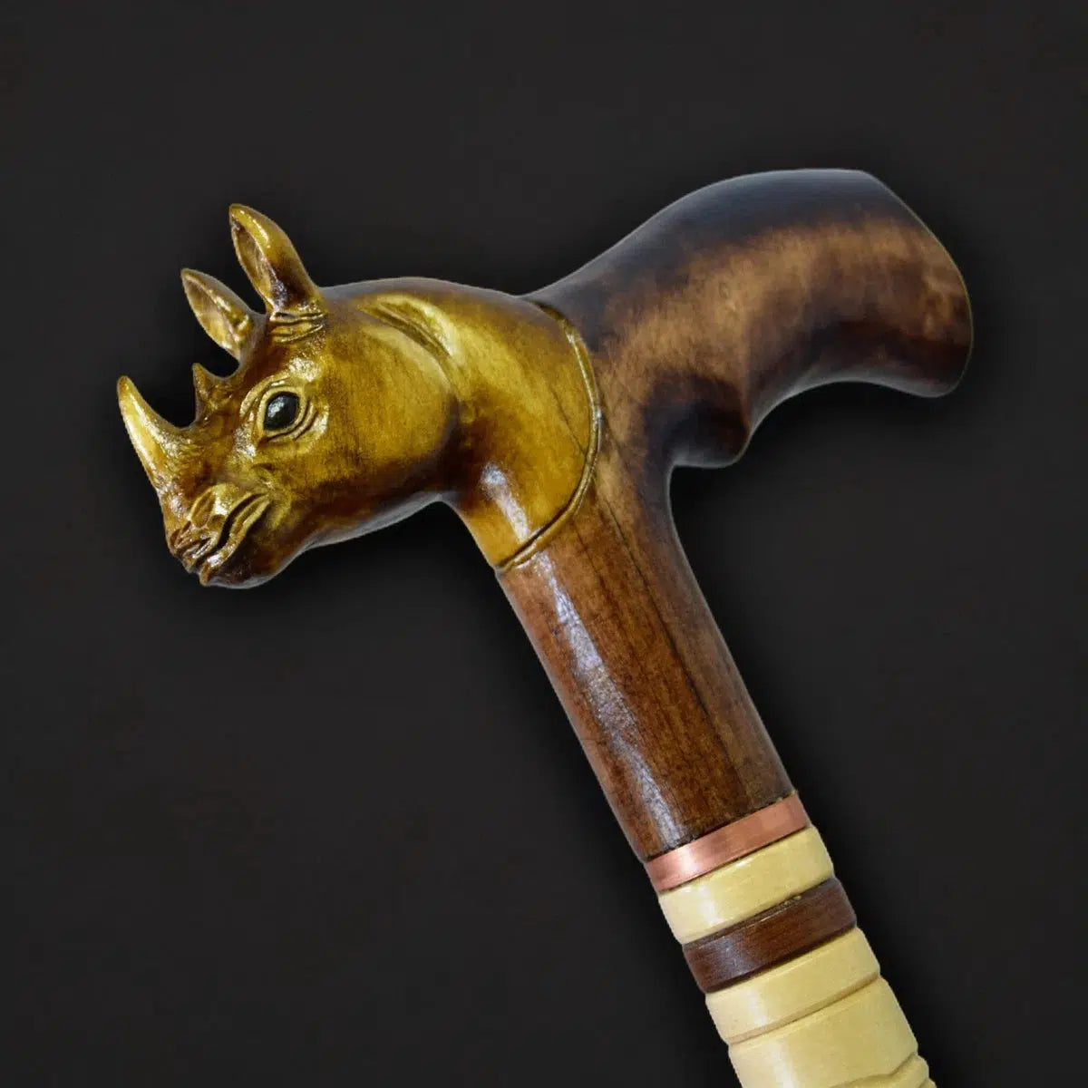 Gentle Giant - Custom Rhino Sculpted Walking Cane