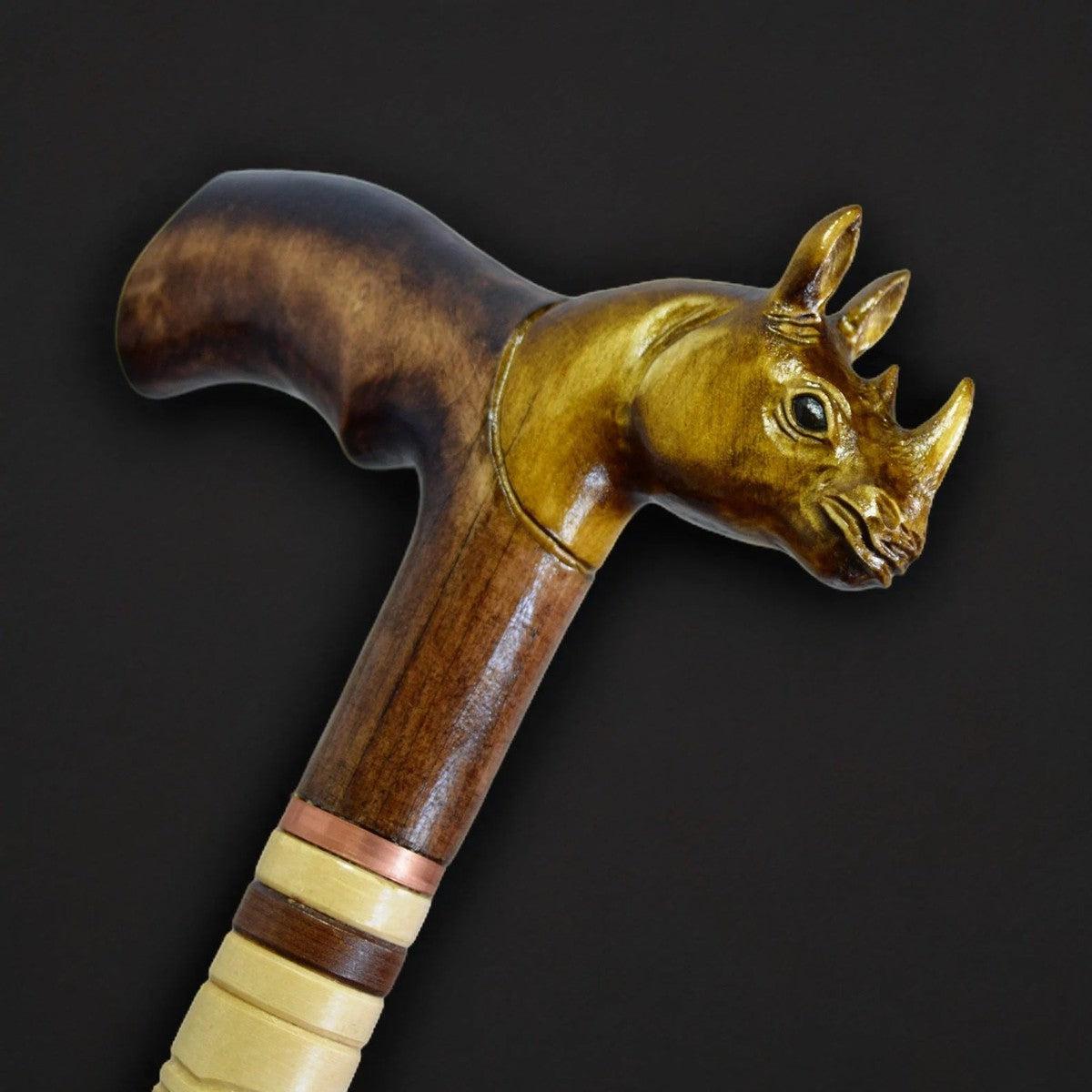 Gentle Giant - Custom Rhino Sculpted Walking Cane