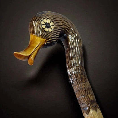 Hand Carved Custom Lengths Ladies Wooden Duck Walking Stick
