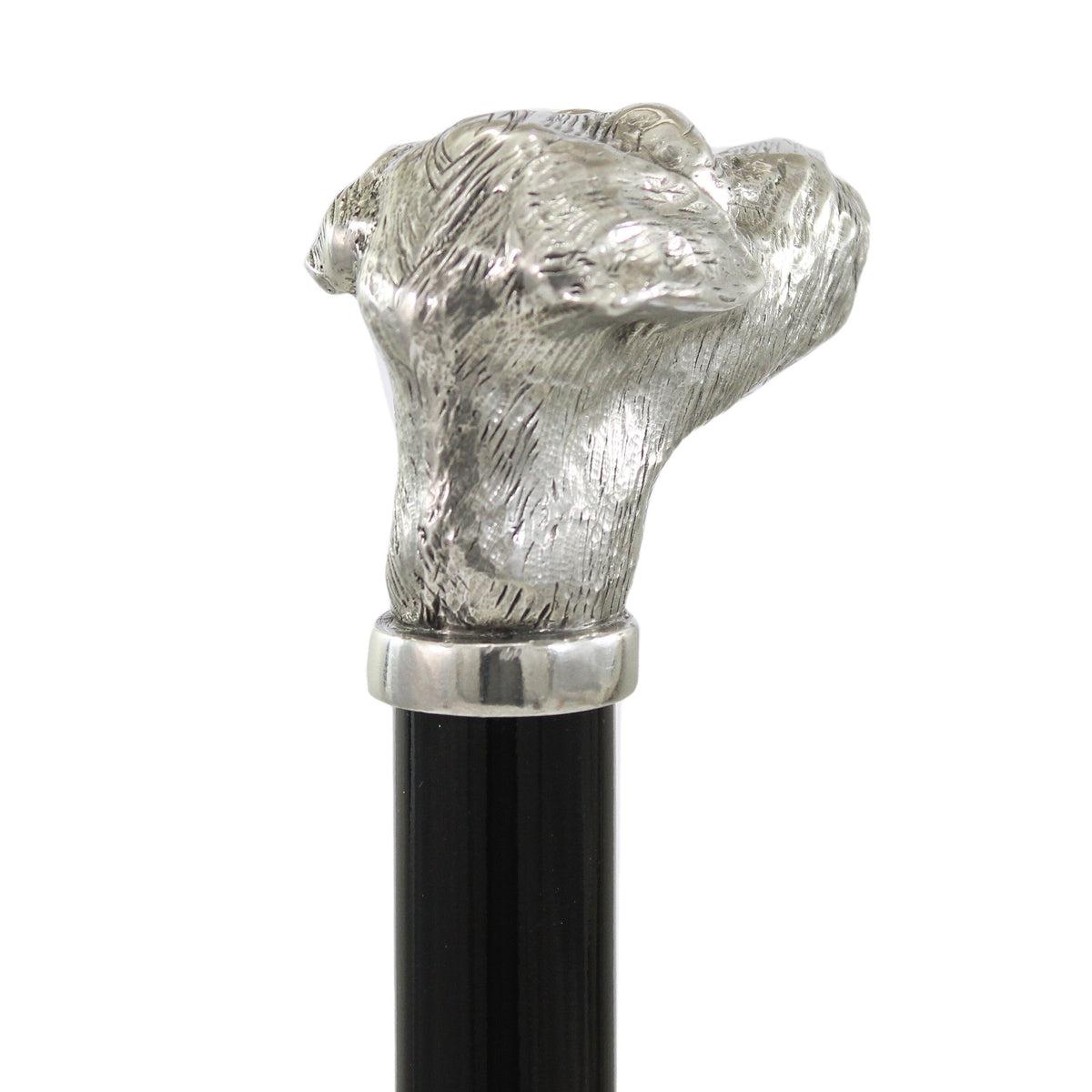 Solid Pewter Head and Beechwood Shaft Schnauzer Walking Stick or Cane