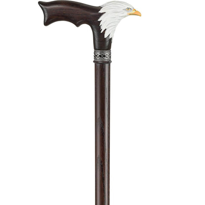 Hand Carved and Painted Wooden Bald Eagle Cane Or Walking Stick