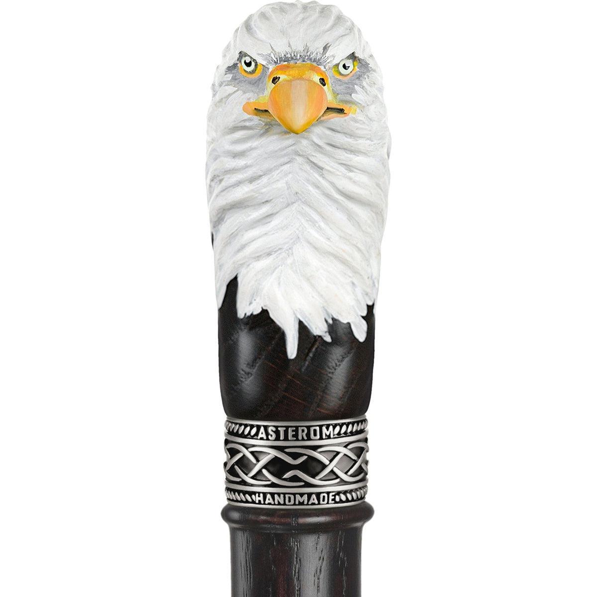 Hand Carved and Painted Wooden Bald Eagle Cane Or Walking Stick