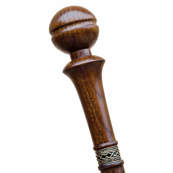 OAK walking stick, round hook handle and stick oak wood bent from one  piece, oiled and polished